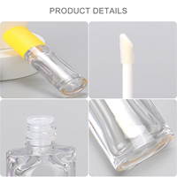 Tube de brillant à lèvres PETG 7 ml personnalisé avec logo, bouchon à vis, multicolore (jaune, vert, rose, violet, transparent), flacon vide