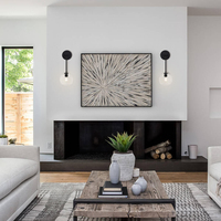 Lampe murale nordique en verre ETL en stock aux États-Unis, en fer noir, pour salon