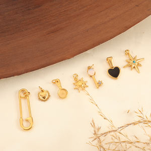 Olivia Acero inoxidable corazón circón North Star Charm Pvd 18K chapado en oro sol caramelo broche moda colgante para hacer DIY - Product Image 4