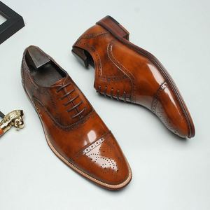 Top Luxury Designer New Hot Selling Three Connector Oxford Leather Lace-Up <b>Pointed</b> Toe Anti-Slip Business Dinner Party Men's - Product Image 2