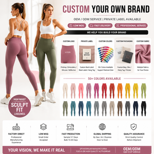 Leggings de sport en Spandex à logo personnalisé 2026 pour femme, taille haute, effet push-up, extensibles dans les quatre sens, pour le yoga, la gym et le fitness - Product Image 3