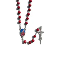 12 pièces de chapelets en bois parfumés aux pétales de rose rouge, croix du Pape Léon XIV, perles faites à la main, cadeaux d'anniversaire catholiques, boîtes religieuses pour la prière