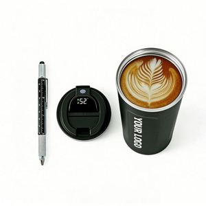 แก้วกาแฟอัจฉริยะสแตนเลสสุญญากาศสองชั้น พิมพ์โลโก้ได้ พร้อมฝาแสดงอุณหภูมิ เหมาะสำหรับเป็นของขวัญส่งเสริมการขายสำหรับธุรกิจ - Product Image 1