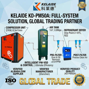 Compresseur d'air à vis KELAIDE 37kW (50HP) 8 bars PM VFD 7,5KW-400KW 8-13 bars haute efficacité stationnaire lubrifié 380V 5 ans de garantie - Product Image 5