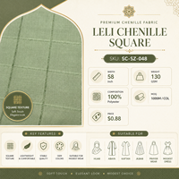 Tela Cuadrada de Chenilla LELI Personalizada de 130 g/m², 100 % Poliéster, Tejido Jacquard a Cuadros para Hijab y Abaya
