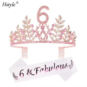 Hstyle superventas 6th 18th Birthday Tiara y Sash 18th Fabulous Sash y Crystal Tiara Decoraciones de <span class=keywords><strong>cumpleaños</strong></span> para niñas - Product Image 2