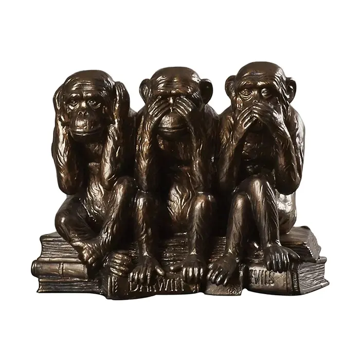 Hillery de resina para artesanato, ver ouvir falar sem macaco mal, estatueta de trio para decoração de jardim, venda imperdível