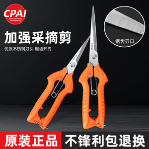 Cpai Fruit Picking Shears Stainless Steel Orange Handle Ergonomic Gardening <b>Tool</b> For Flower <b>Tree</b> <b>Pruning</b> - Product Image 2