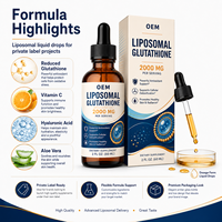 Kundenspezifische Private Label Liposomale Glutathion Flüssige Tropfen 60ml Erwachsenen-Glutathion-Nahrungsergänzungsmittel Vitamin C Leber-Entgiftung Antioxidans
