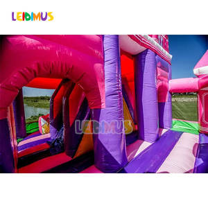Komersial menyenangkan Pink House luncuran Combo anak-anak pesta tiup Joy bouncing rumah tema luar ruangan taman tiup istana Bouncer - Product Image 2