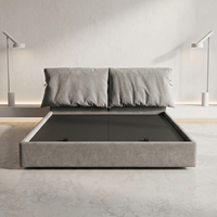 Ensemble de chambre à coucher moderne et minimaliste de luxe, lit moelleux capitonné, cadre en bois confortable, matériaux personnalisables