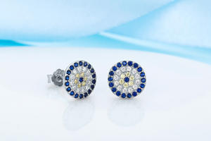 Dylam-pendientes plata de primera ley y circón para mujer, aretes pequeños, plata esterlina 925, Circonia cúbica, zirconia, circonita, zirconita, chapado en oro de 18K, color azul, turco - Product Image 6