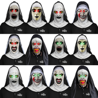 Masque de nonne en latex lumineux, plusieurs styles, capuche d'horreur, visage de fantôme, accessoires effrayants pour Halloween, personnalisable