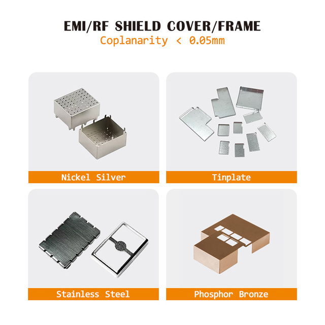 RF Shielding Can for PCB EMI Protection Copper-Nickel-Zinc Alloy 0.15-0.8mm Thickness Precision Metal Stamping Shield Shielding