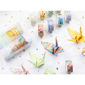 DIY Washi Tape 12 Rolls Candy Color Gold Foil Decorative Sticker <b>Scrapbooking</b> Craft Supplies - Product Image 5