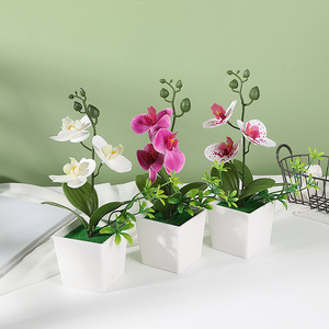 กล้วยไม้ฟาแลนนอปซิสประดิษฐ์ Qi Xing ขนาด 27 ซม. ตกแต่งด้วยดอกไม้ผ้าไหม สำหรับตกแต่งบ้าน สำนักงาน โต๊ะทำงาน - Product Image 2