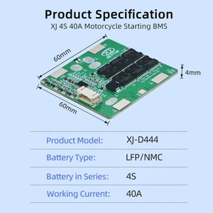 ชุดควบคุมแบตเตอรี่มอเตอร์ไซค์ XJ BMS Startup 4S 40A 12V 14V สำหรับสตาร์ทมอเตอร์ไซค์ แบตเตอรี่ลิเธียม NMC 3.2V 3.7V พร้อมระบบ NTC Balance พอร์ตเดียวกัน - Product Image 4