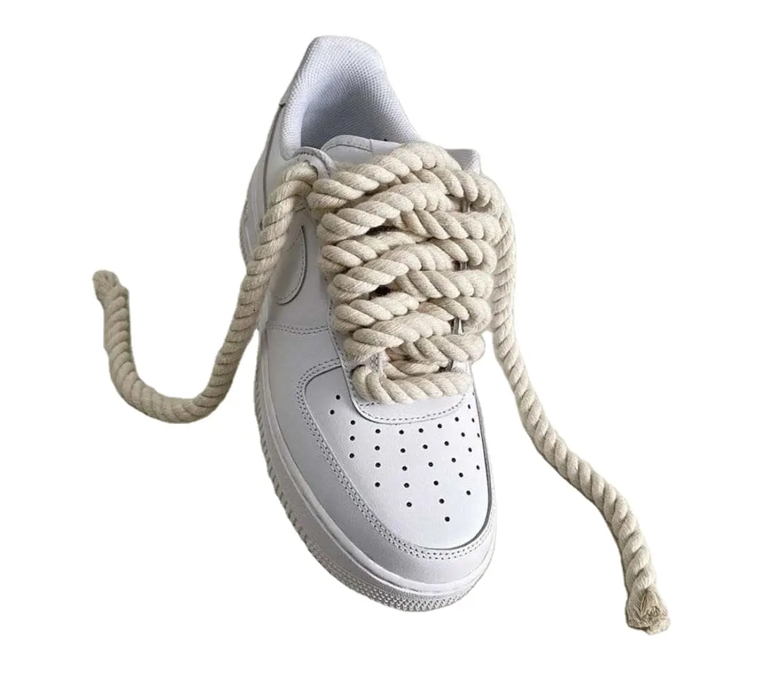 customized color natural color 3 strands 8mm cotton rope twist rope for dunk shoes laces