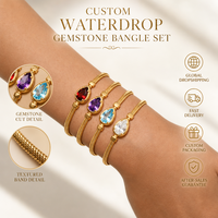 Brazalete de Cristal Colorido en Forma de Lágrima SongYi para Mujer, Cadena de Serpiente en Tono Dorado, Brazalete de Moda
