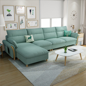 Nordic Living Room Corner Fabric <b>Sofa</b> Removable Washable Latex Solid Wood Combination <b>Sofa</b> For <b>Small</b> Home - Product Image 5