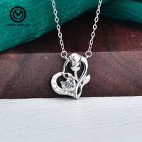 XMA056 Collier Pendentif Fin en Argent Sterling 925 avec Moissanite CZ Taille Cœur Rose 0,5 Carat, Bijou Tendance pour Femme, Idéal Cadeau