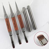 Pinceau stylo à double extrémité pour colle, gel UV, liner, peinture acrylique, outil de manucure, manche en bois, poils en nylon