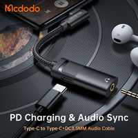 Mcdodo Adaptateur audio 2 en 1 Type C vers DC3.5mm Jack Type C 60W PD avec microphone Contrôle filaire Type C Chargeur Adaptateur pour iPad Pro