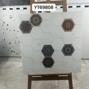 600x600mm Soft Light Fine Carved Glaze 3D Digital Inkjet Antique Tile Porcelain Non Slip Floor Tiles