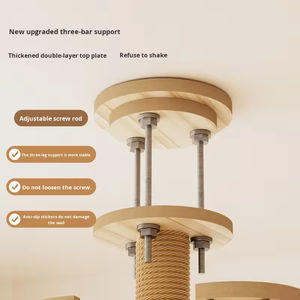 Arbre à chat en bois du sol au <span class=keywords><strong>plafond</strong></span> avec trois points <span class=keywords><strong>de</strong></span> support, poteaux en sisal renforcés, arbre à chat d'intérieur - Product Image 3