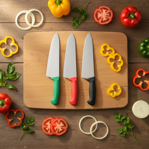 Vente flash : couteau de cuisine professionnel en acier inoxydable à lame tranchante de 8'', 9'' et 10'' avec manche en PP coloré - Product Image 1
