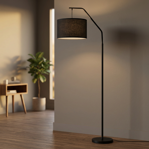 Lampe sur pied noire moderne, lampe sur pied à arc réglable, lampe de lecture à douille pour salon, chambre à coucher - Product Image 3