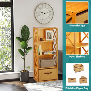 <span class=keywords><strong>Estante</strong></span> de Almacenamiento de Bambú Moderno Personalizado de 4 Niveles con Bolsa de Tela Plegable - Product Image 3