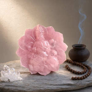 Escultura de Bodhisattva Guanyin sobre Loto en Cuarzo Rosa Natural, 126g, 3 pulgadas, Decoración Espiritual y Cristal Curativo - Product Image 3