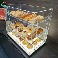 Vitrine de boulangerie en acrylique avec porte verrouillable, étagères réglables, vitrine à gâteaux en acrylique avec éclairage LED pour la sécurité alimentaire et la présentation