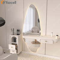 Yoocell – meuble de salon de beauté de luxe, table de miroir irrégulière de salon de coiffure avec rangement
