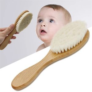 Manche en bois doux laine poils Laser bébé nouveau-né enfants brosse à cheveux <span class=keywords><strong>coussin</strong></span> usage domestique - Product Image 1