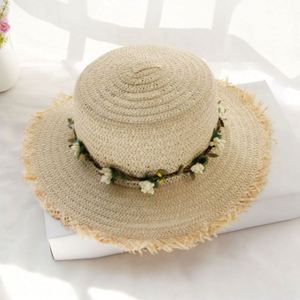 Wholesale Casual Straw <b>Hat</b> Women Sun Protection Outdoor Party Business Fishing Cycling Garland <b>Flat</b> Top Travel Seaside Beach - Product Image 6