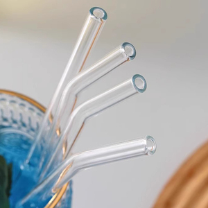 Pailles en verre borosilicate transparent de haute qualité, réutilisables et écologiques, en forme courbée - Product Image 5