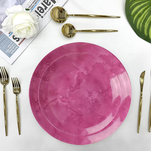State Banquet Event Hotel Restaurant Wedding Pink <b>Marble</b> Porcelain Bone China Luxurious Wholesale <b>Dinnerware</b> <b>Sets</b> - Product Image 2