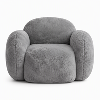 Fauteuil lounge gris en peluche, fauteuil d'appoint arrondi, fauteuil barillet rembourré doux pour salon, chambre, hôtel, coin lecture