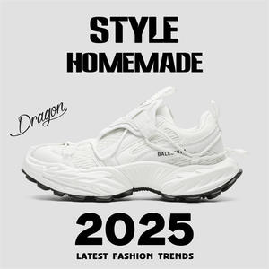 Chaussures de course tendance et polyvalentes à semelle épaisse pour hommes et femmes, amortissantes, respirantes, à lacets, baskets épaisses - Product Image 3