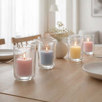 Support de bougie en verre transparent avec base en arc, motif grille d'œufs, emballage sécurisé, pour décoration de maison et de fête, expédition en gros