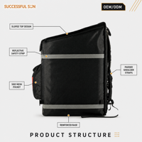 Sac à dos isotherme réfléchissant pour livraison de repas, sac de messagerie thermique imperméable avec logo personnalisé pour livreur à emporter