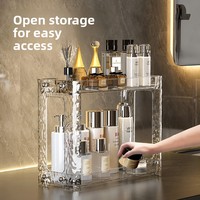 Étagère de rangement double niveau portable et détachable en plastique, motif glacier, style luxe léger, pour cosmétiques