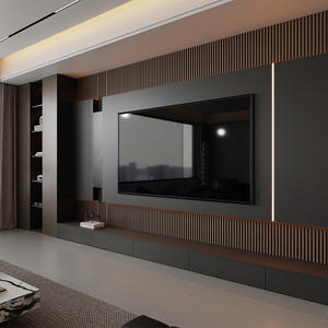 Soporte de TV Moderno Minimalista para Montar en el Suelo con Mueble Lateral de Madera Maciza, Muebles de Sala de Estar de Alta Gama, Decoración para el Hogar - Product Image 1