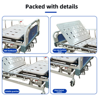 Lit médical manuel à trois manivelles pour soins à domicile et hôpitaux, pour patients en clinique, capacité de rotation de 250 kg, construction en acier
