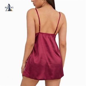 Camisón <span class=keywords><strong>de</strong></span> <span class=keywords><strong>Seda</strong></span> Satinada con Cuello en V para Mujer, Vestido <span class=keywords><strong>de</strong></span> Noche <span class=keywords><strong>de</strong></span> Encaje Suave, Lencería <span class=keywords><strong>de</strong></span> Satén - Product Image 5