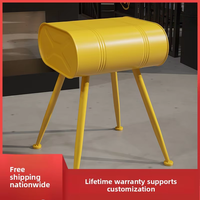 Tabouret de bar industriel en fer forgé multicolore en forme de fût d'huile, style créatif, pour usage commercial, de la marque Rankton Milk Tea Shop