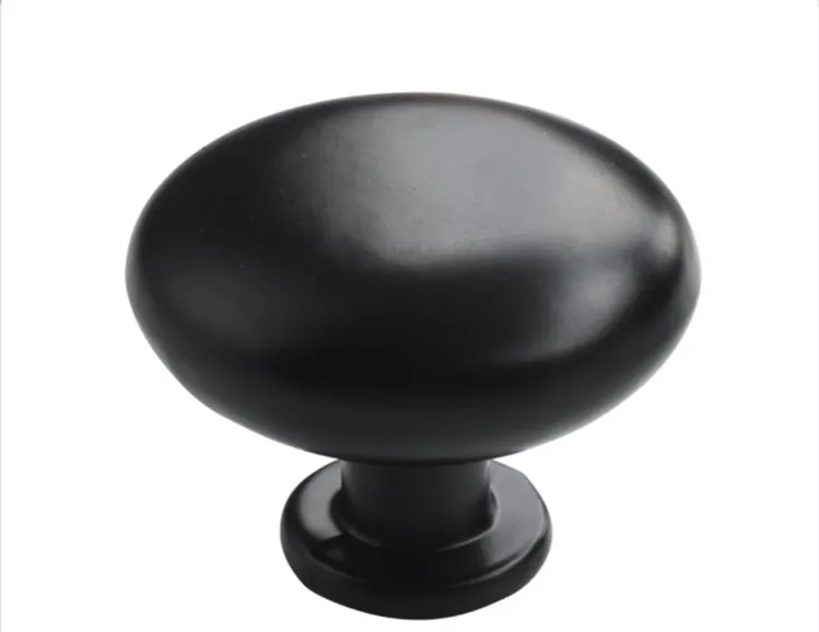 Furniture Handle Zinc Alloy Black Solid Round Handle Cabinet Drawer Button Knob Single Hole Simple Handle