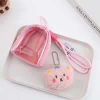 Pochette à monnaie transparente en toile mini 2026, sac porte-clés avec fenêtre transparente pour écouteurs, pièces de monnaie, breloques, jolie bourse zippée Kawaii